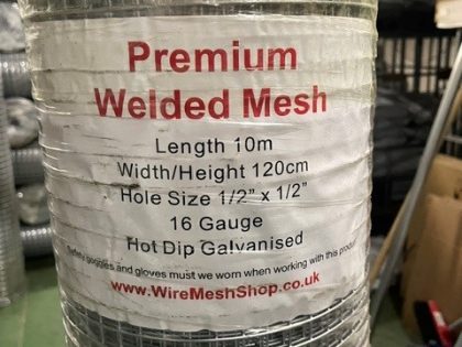 Weld mesh 10m, 48", 1/2"x 1/2" hole, 16 gauge